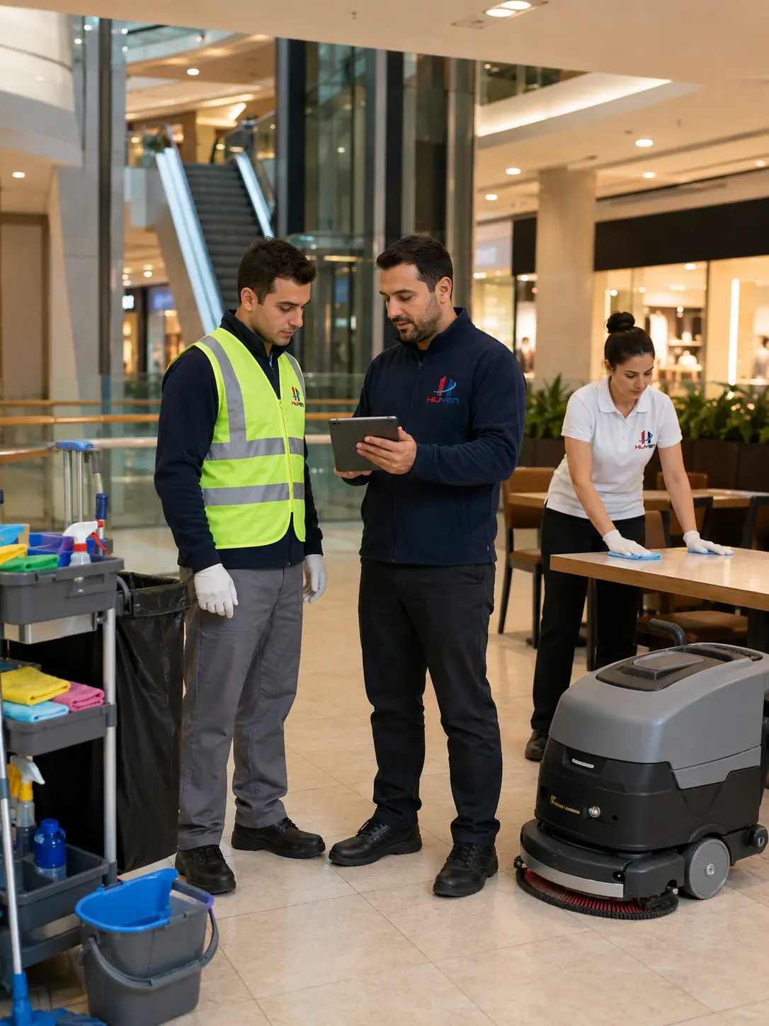 AVM ve ticari alan operasyonunda destek personeli koordinasyonu