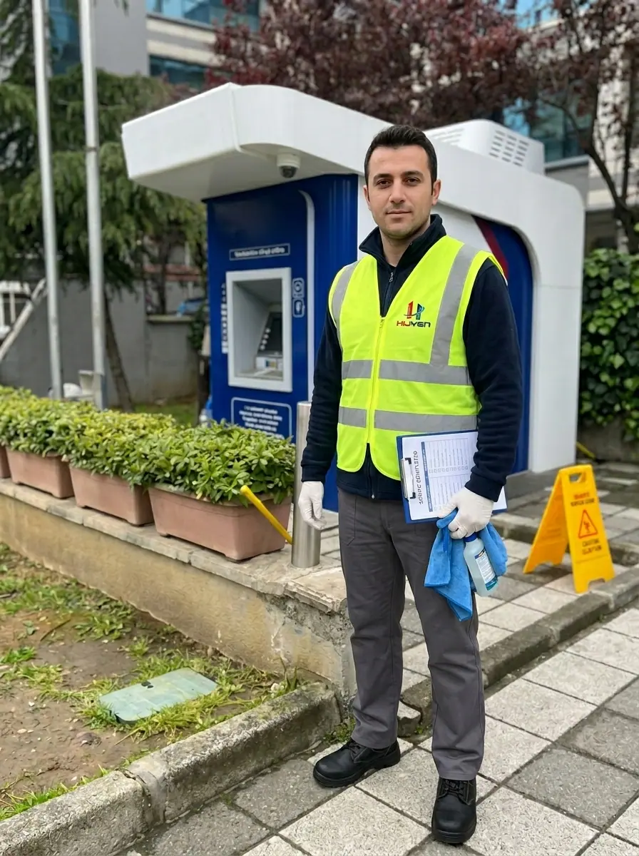 ATM temizliği kapsamında cihaz yüzeylerinin temizlenmesi